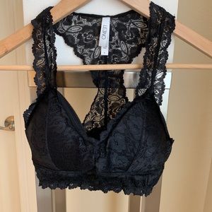 LE3NO Black Lace Bralette Black Size Small